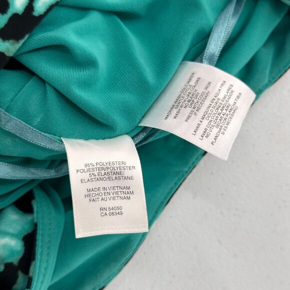 Anne Klein Sleeveless Green Black Animal Print Midi Dress Size 10 Jungle Leopard - Picture 5 of 8